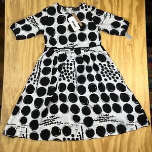 JRV Original Design White Black Polka Dot Flare Dress Cinched Waist Womens 4 NWT